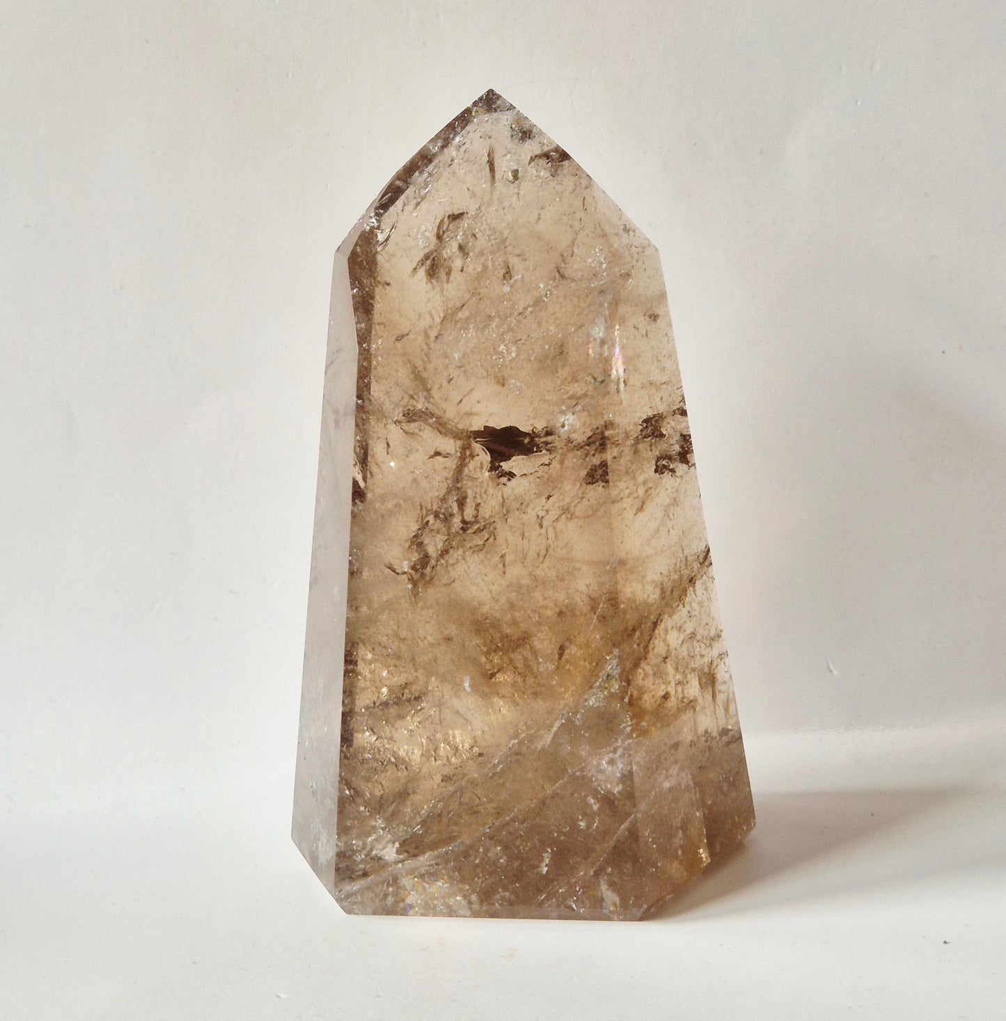 Lichte Rookkwarts Toren 600 gram – Hoge Kwaliteit Smoky Quartz met Diepe Insluitsels