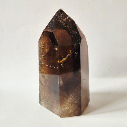 Donkere Rookkwarts Toren 373 gram – Hoge Kwaliteit Smoky Quartz met Diepe Insluitsels