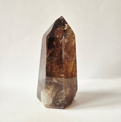 Rookkwarts Toren 330 gram – Hoge Kwaliteit Smoky Quartz met Diepe Insluitsels
