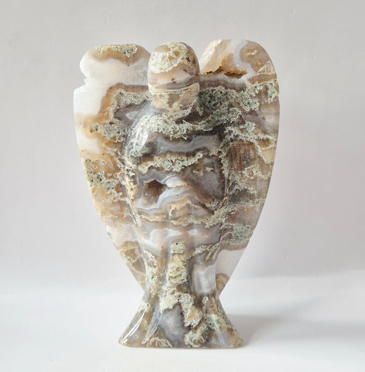 Edelsteen Druzy Mosagaat Engel – 15 cm | ca. 550 gram