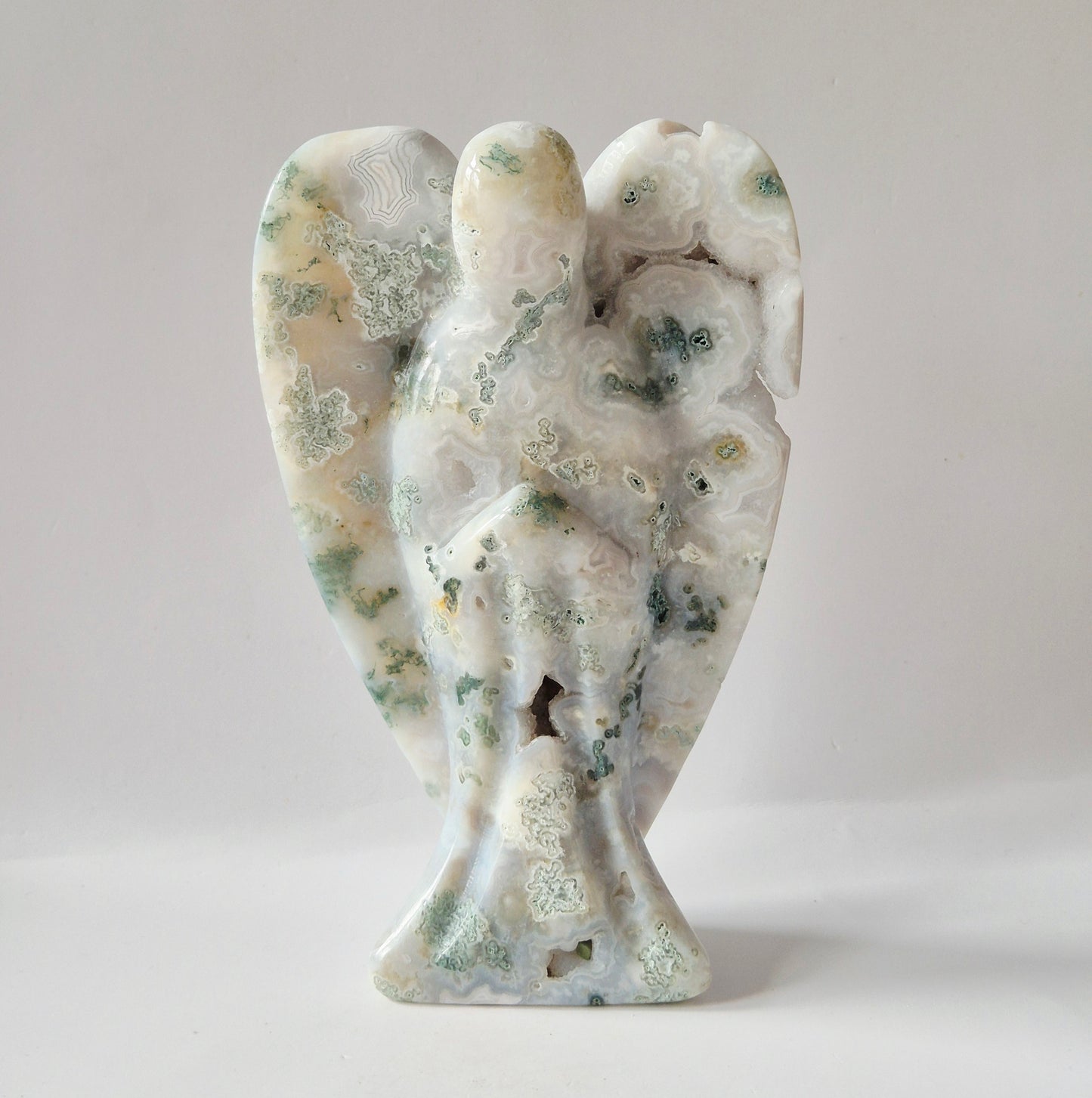 Edelsteen Druzy Mosagaat Engel – 15 cm | ca. 525 gram