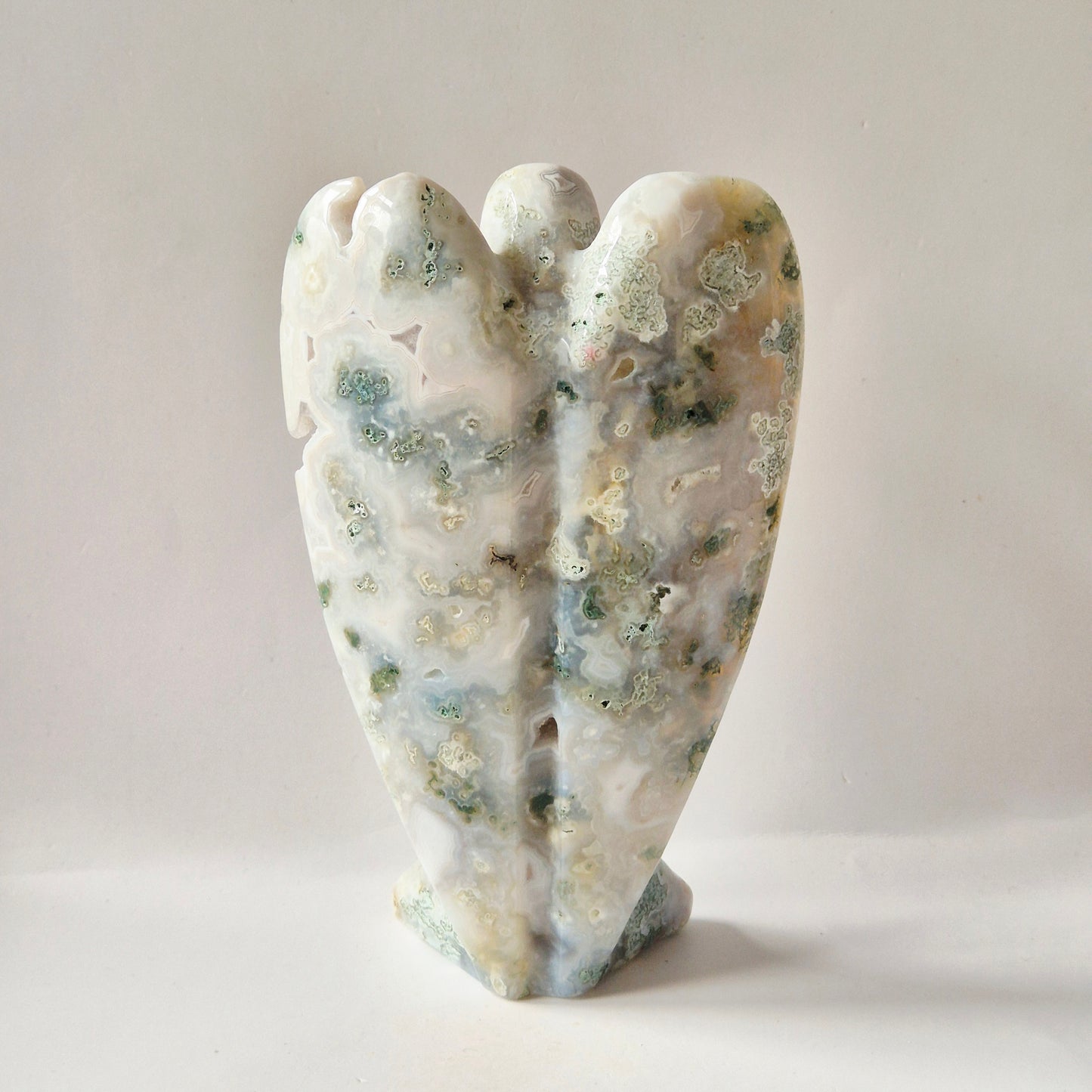 Edelsteen Druzy Mosagaat Engel – 15 cm | ca. 525 gram