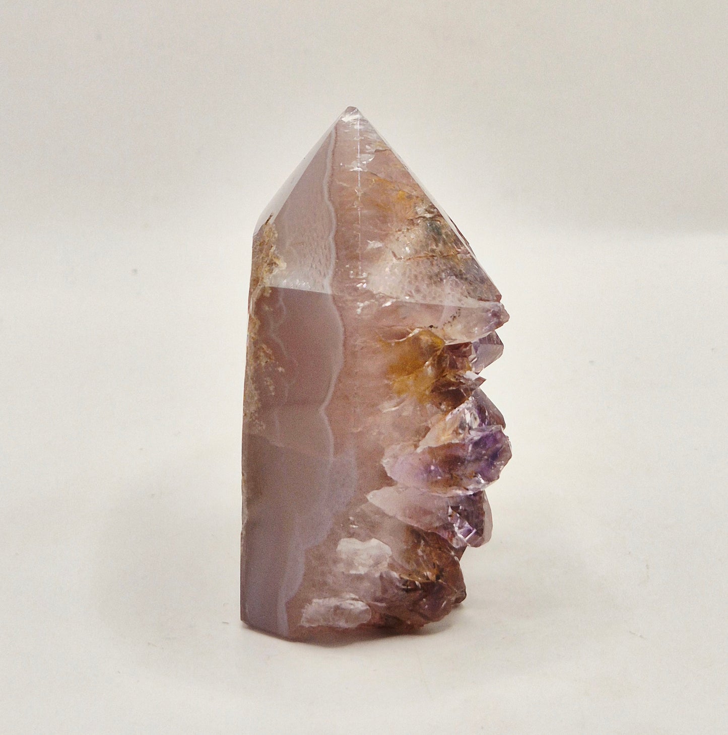 Amethist Agaat Punt Uruguay 109g – Hoogwaardige Druzy Edelsteen met Natuurlijke Agaatbanden