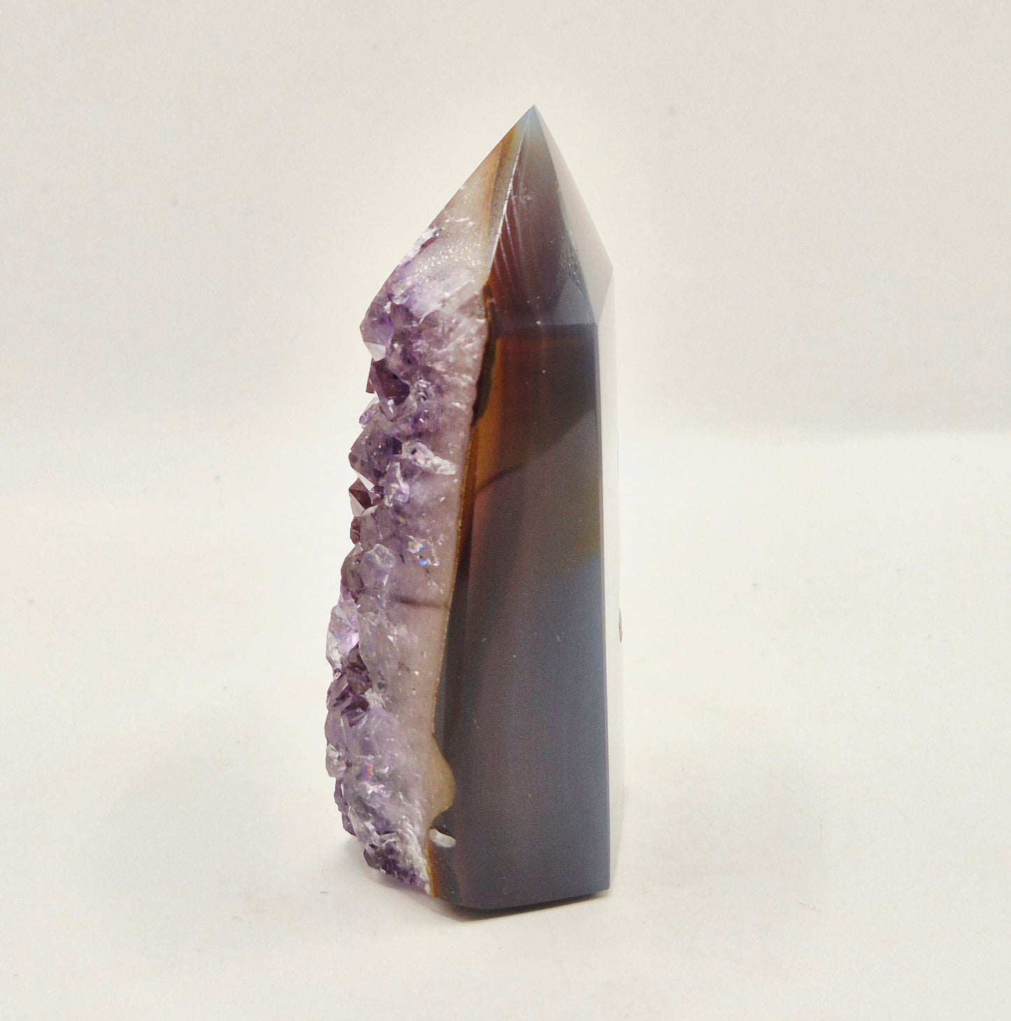 Amethist Agaat Punt Uruguay 119g – Hoogwaardige Druzy Edelsteen met Natuurlijke Agaatbanden