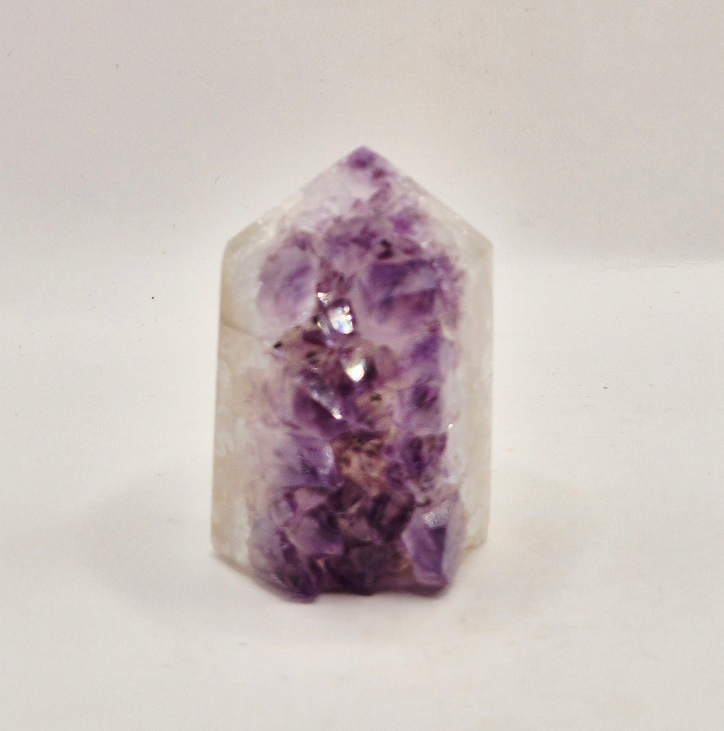 Amethist Agaat Punt Uruguay 92g – Hoogwaardige Druzy Edelsteen met Natuurlijke Agaatbanden