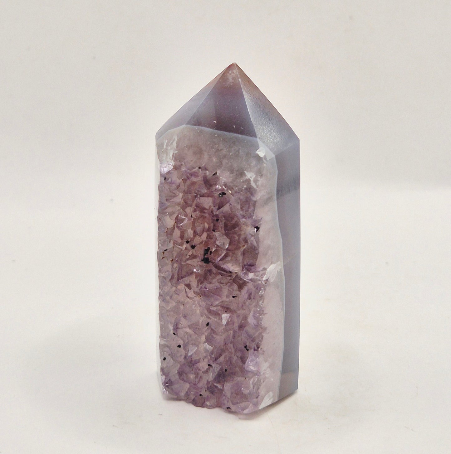 Amethist Agaat Punt Uruguay 83g – Hoogwaardige Druzy Edelsteen met Natuurlijke Agaatbanden