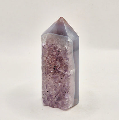 Amethist Agaat Punt Uruguay 83g – Hoogwaardige Druzy Edelsteen met Natuurlijke Agaatbanden