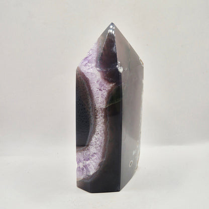 Amethist Agaat Punt Uruguay 518g – Hoogwaardige Druzy Edelsteen met Natuurlijke Agaatbanden