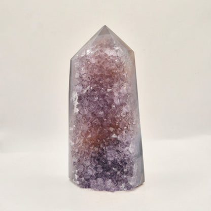 Amethist Agaat Punt Uruguay 381g – Hoogwaardige Druzy Edelsteen met Natuurlijke Agaatbanden