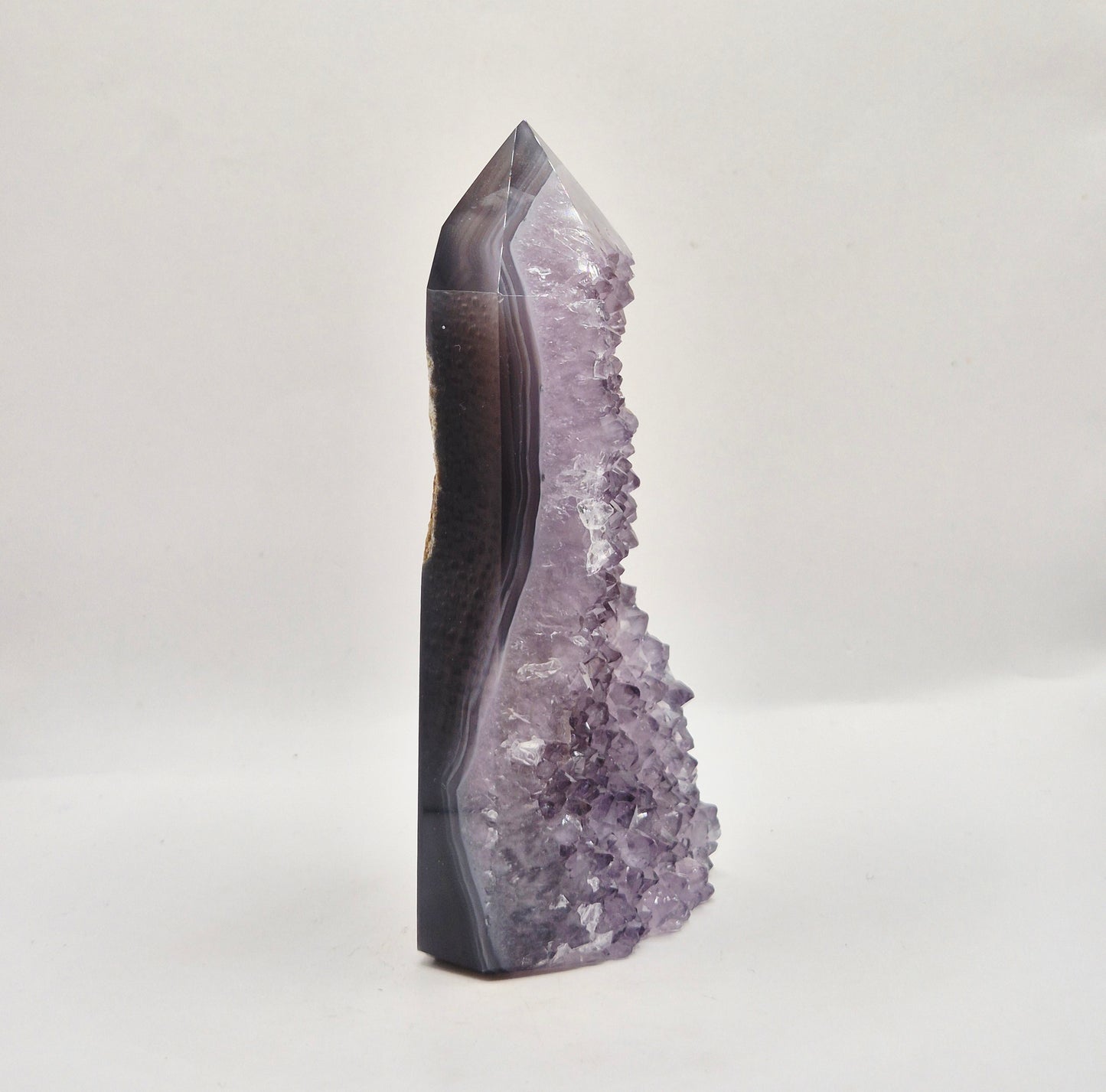 Amethist Agaat Punt Uruguay 381g – Hoogwaardige Druzy Edelsteen met Natuurlijke Agaatbanden