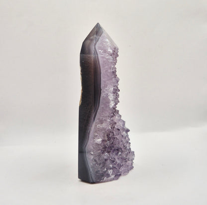 Amethist Agaat Punt Uruguay 381g – Hoogwaardige Druzy Edelsteen met Natuurlijke Agaatbanden