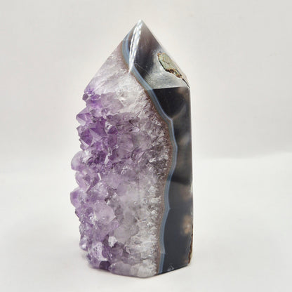 Amethist Agaat Punt Uruguay 442g – Hoogwaardige Druzy Edelsteen met Natuurlijke Agaatbanden
