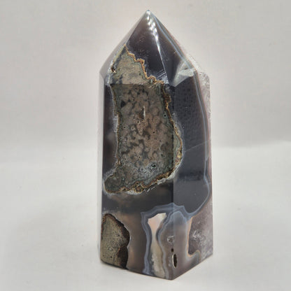 Amethist Agaat Punt Uruguay 442g – Hoogwaardige Druzy Edelsteen met Natuurlijke Agaatbanden