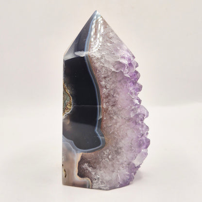 Amethist Agaat Punt Uruguay 442g – Hoogwaardige Druzy Edelsteen met Natuurlijke Agaatbanden