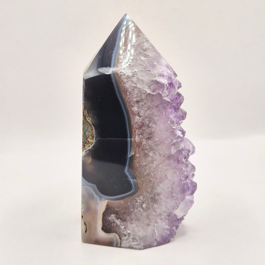 Amethist Agaat Punt Uruguay 442g – Hoogwaardige Druzy Edelsteen met Natuurlijke Agaatbanden