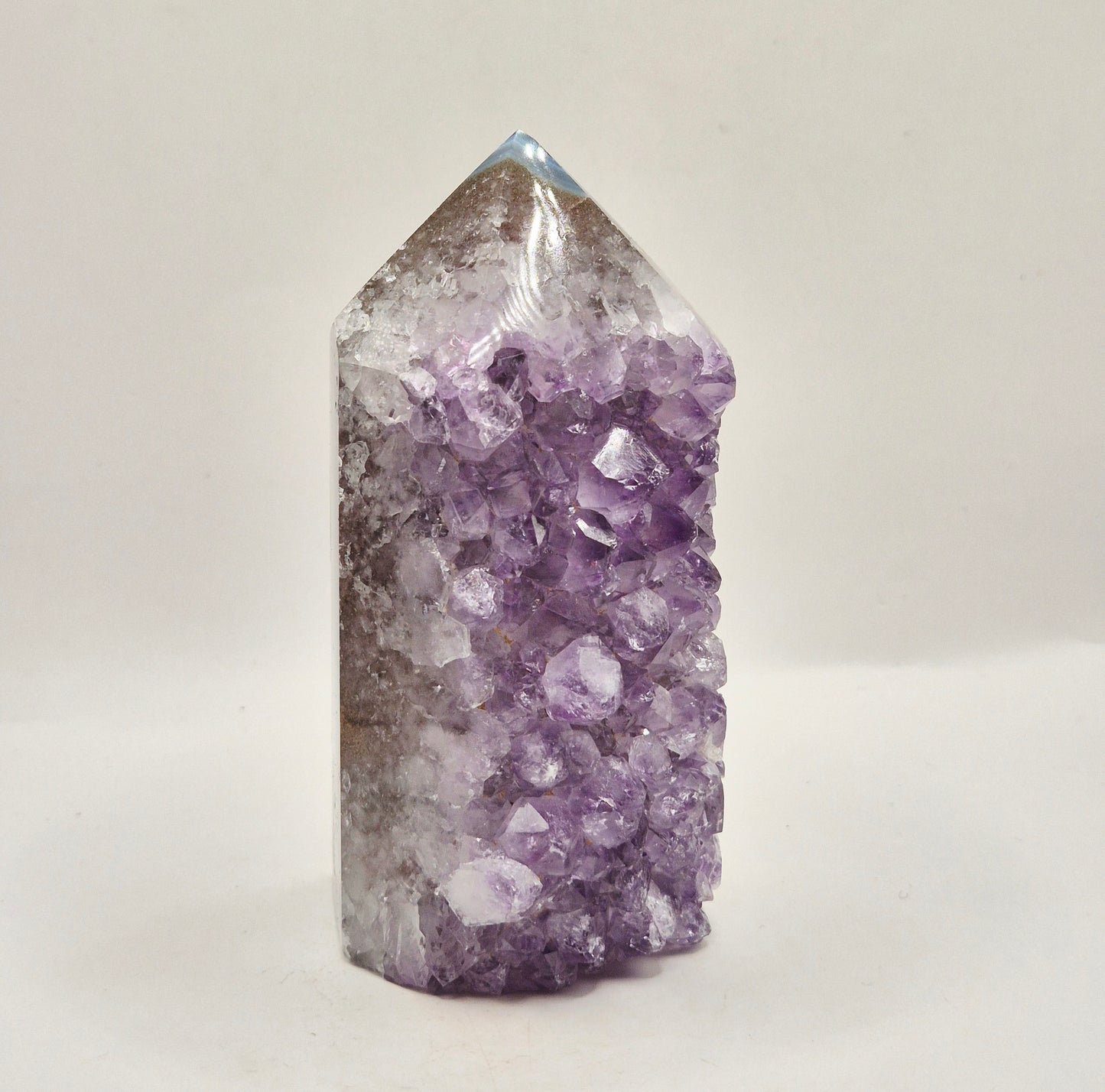 Amethist Agaat Punt Uruguay 442g – Hoogwaardige Druzy Edelsteen met Natuurlijke Agaatbanden