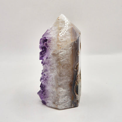 Amethist Agaat Punt Uruguay 234g – Hoogwaardige Druzy Edelsteen met Natuurlijke Agaatbanden