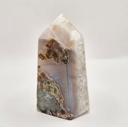 Amethist Agaat Punt Uruguay 234g – Hoogwaardige Druzy Edelsteen met Natuurlijke Agaatbanden