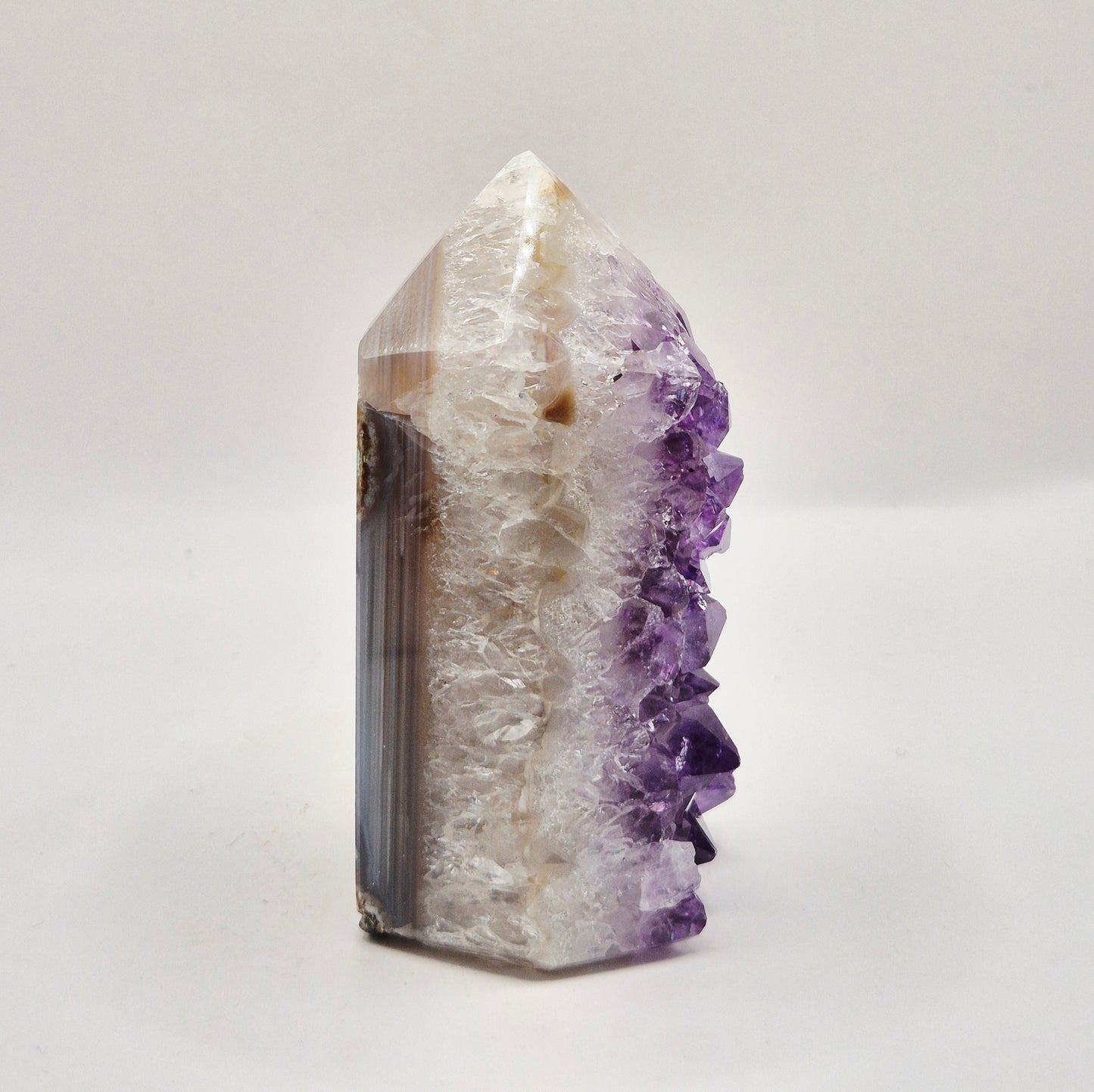 Amethist Agaat Punt Uruguay 234g – Hoogwaardige Druzy Edelsteen met Natuurlijke Agaatbanden