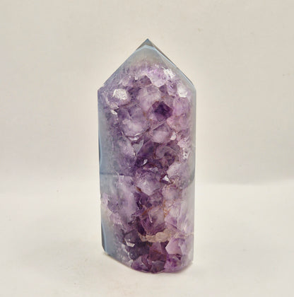 Amethist Agaat Punt Uruguay 243g – Hoogwaardige Druzy Edelsteen met Natuurlijke Agaatbanden