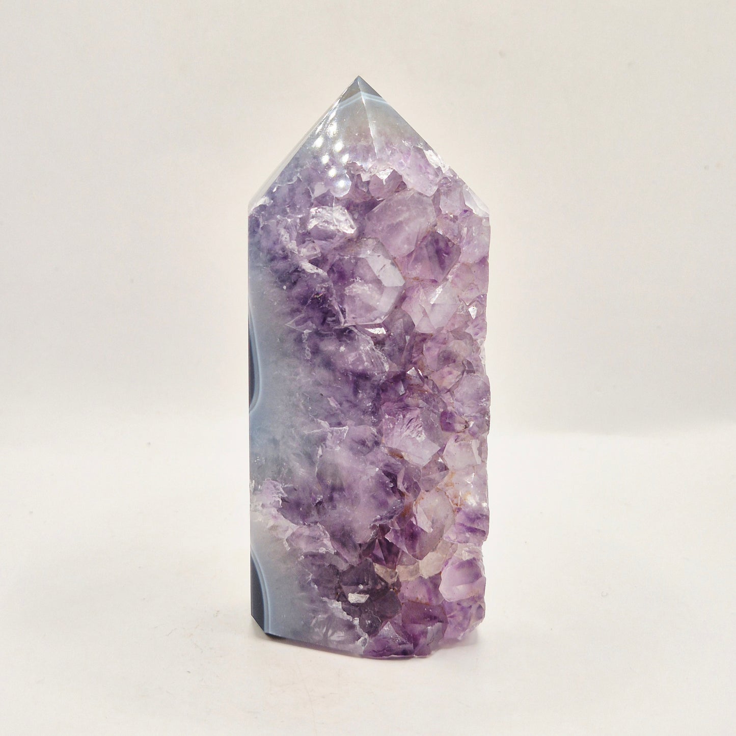 Amethist Agaat Punt Uruguay 243g – Hoogwaardige Druzy Edelsteen met Natuurlijke Agaatbanden