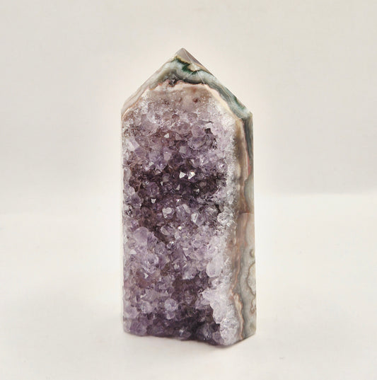 Amethist Agaat Punt Uruguay 189g – Hoogwaardige Druzy Edelsteen met Natuurlijke Agaatbanden