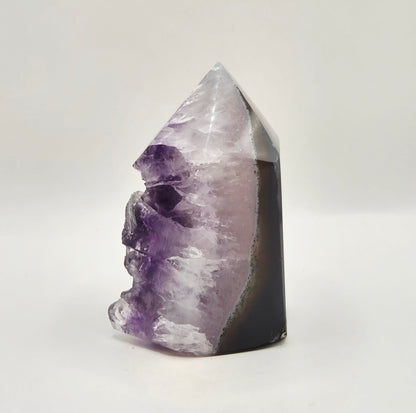 Amethist Agaat Punt Uruguay 283g – Hoogwaardige Druzy Edelsteen met Natuurlijke Agaatbanden