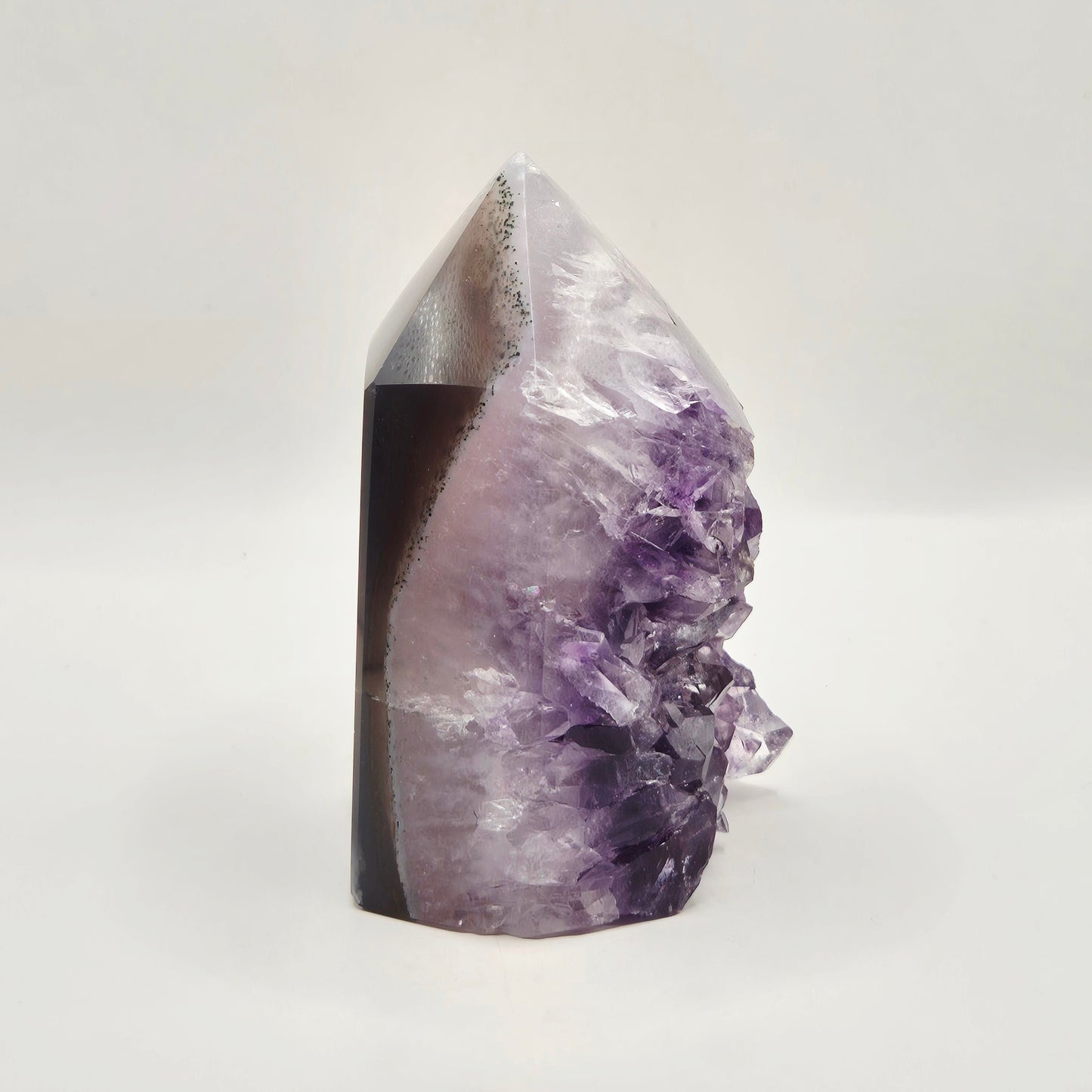 Amethist Agaat Punt Uruguay 283g – Hoogwaardige Druzy Edelsteen met Natuurlijke Agaatbanden