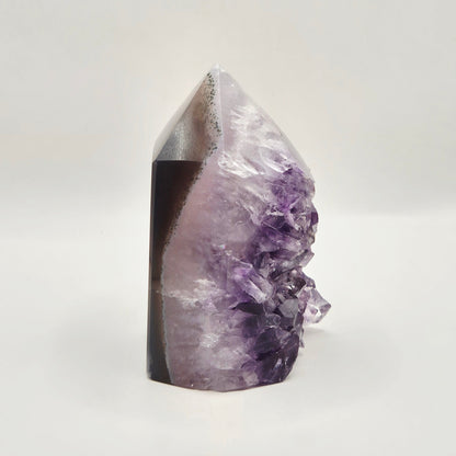 Amethist Agaat Punt Uruguay 283g – Hoogwaardige Druzy Edelsteen met Natuurlijke Agaatbanden