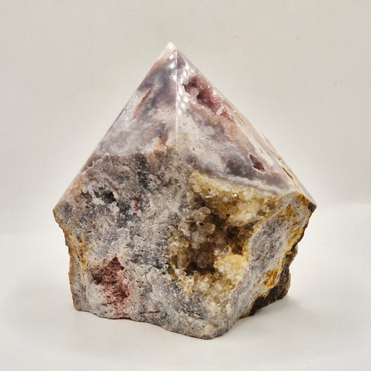 Roze Amethist Punt 663g – Half Ruw & Gepolijst met Druzy