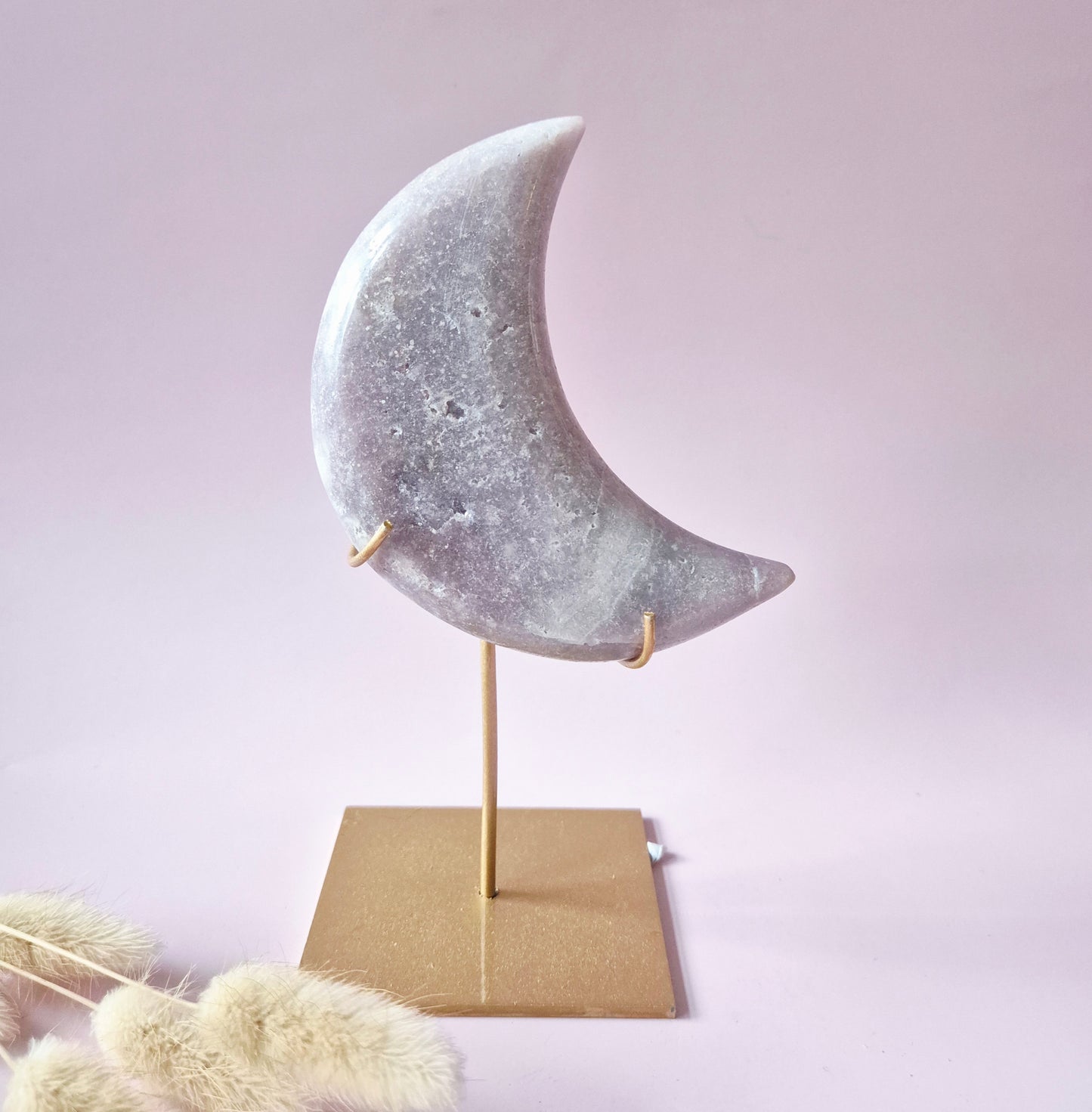 XL Edelsteen Druzy Pink Amethyst Maan – Hoge Kwaliteit #15 294g | incl. metalen standaard | uniek stuk Roze Amethist