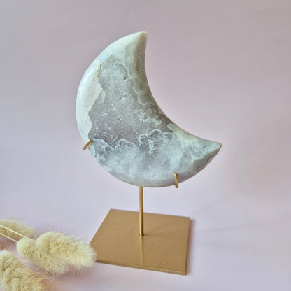 XL Edelsteen Druzy Pink Amethyst Maan – Hoge Kwaliteit #24 382g | incl. metalen standaard | uniek stuk Roze Amethist