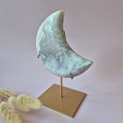 XL Edelsteen Druzy Pink Amethyst Maan – Hoge Kwaliteit #24 382g | incl. metalen standaard | uniek stuk Roze Amethist