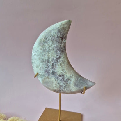 XL Edelsteen Druzy Pink Amethyst Maan – Hoge Kwaliteit #25 355g | incl. metalen standaard | uniek stuk Roze Amethist