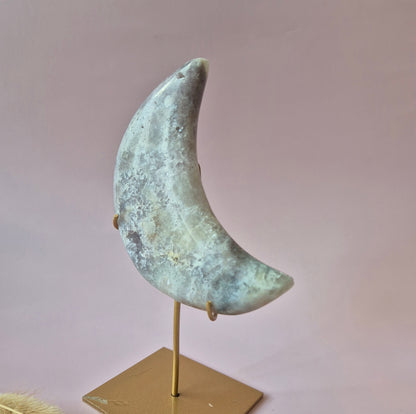 XL Edelsteen Druzy Pink Amethyst Maan – Hoge Kwaliteit #27 239g | incl. metalen standaard | uniek stuk Roze Amethist