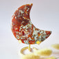 Rode Druzy Mosagaat Maan op standaard – 187g Edelsteen statement piece