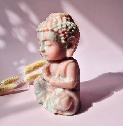 roze jade buddha beeld 15 cm meditatie liefde steen