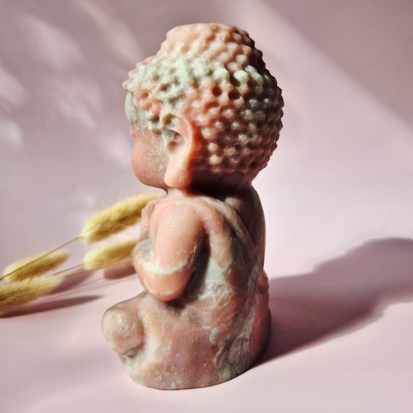 roze jade buddha beeld 15 cm meditatie liefde steen