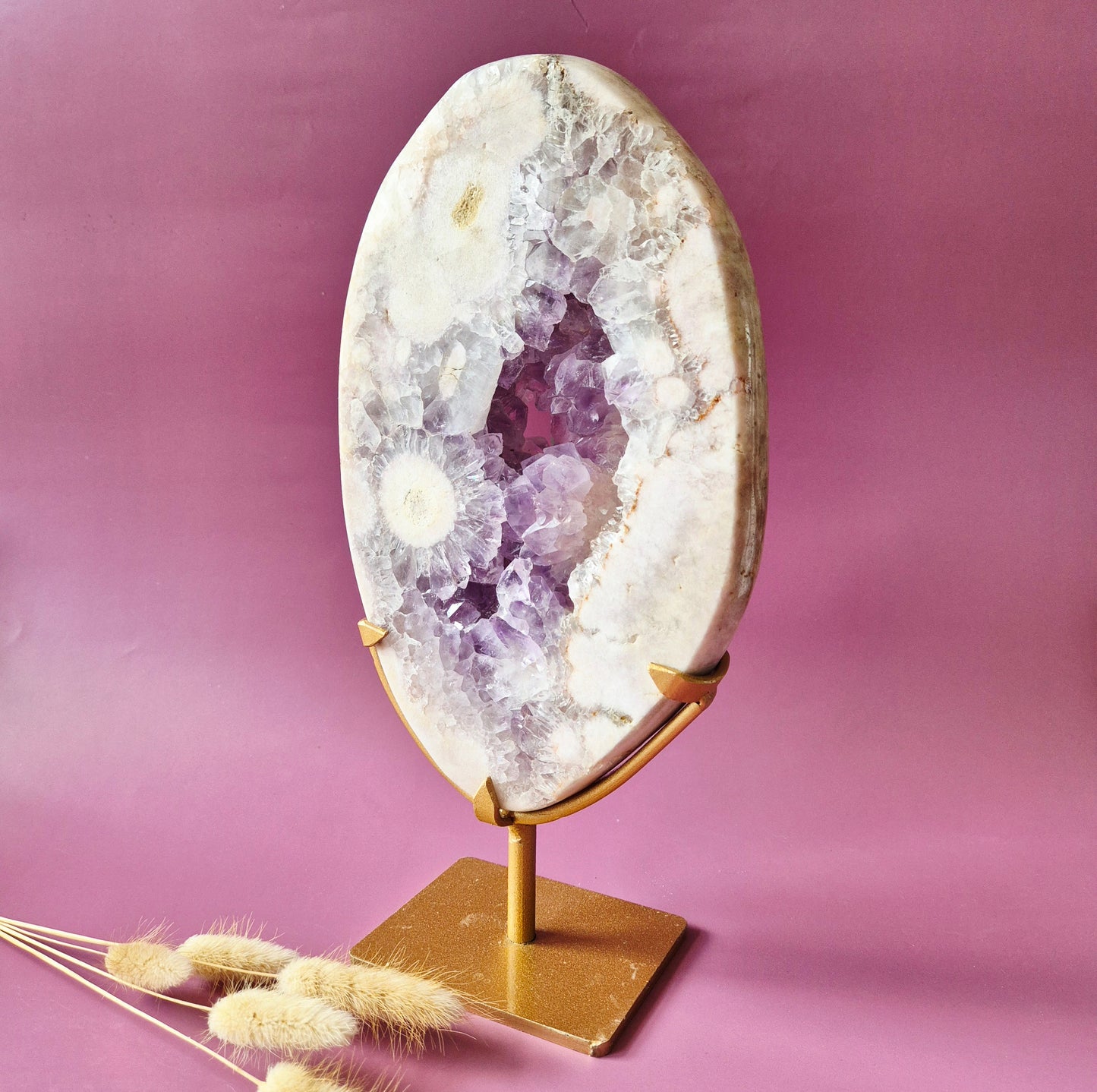 roze amethist druzy detail close up