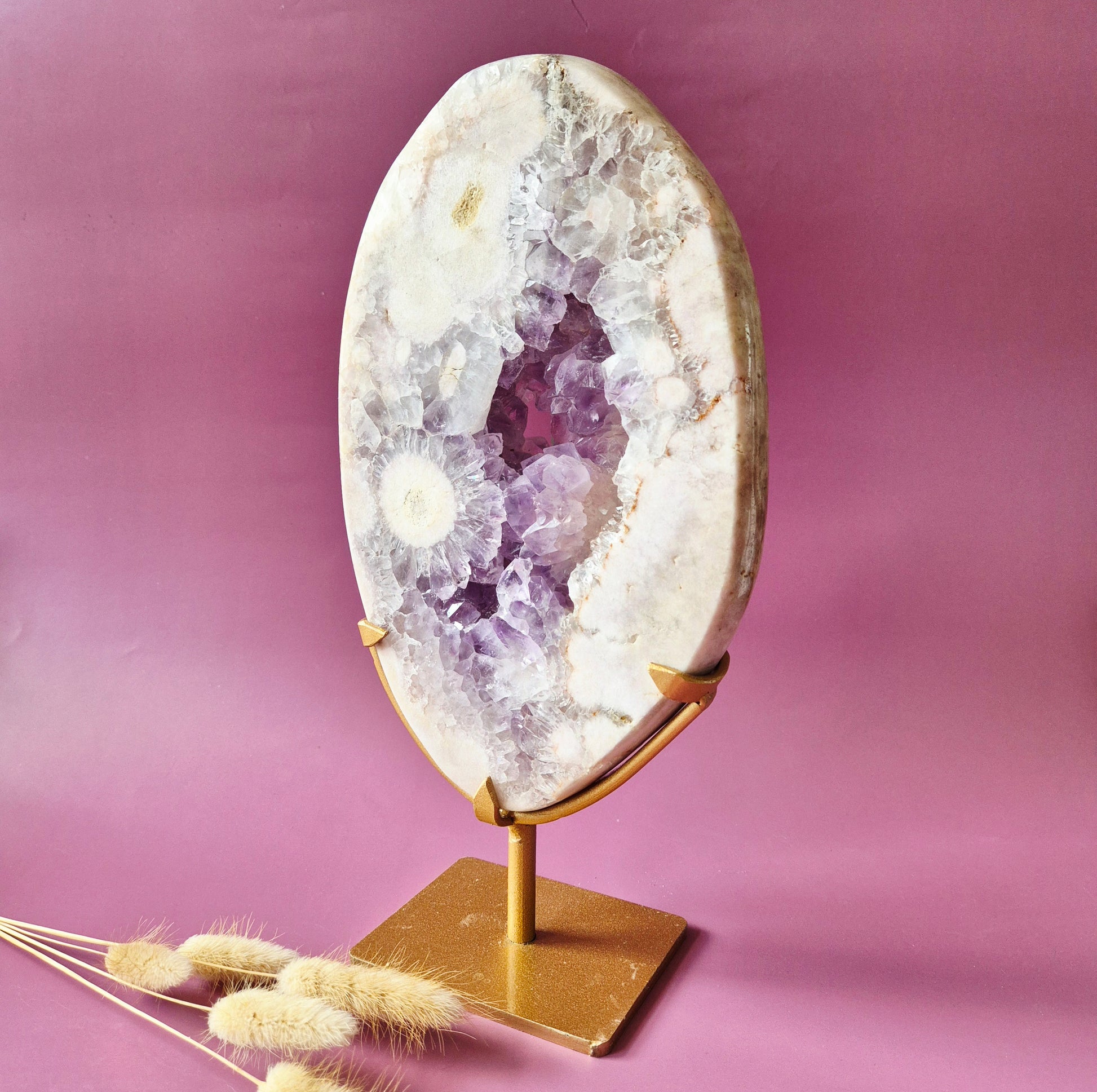 roze amethist druzy detail close up