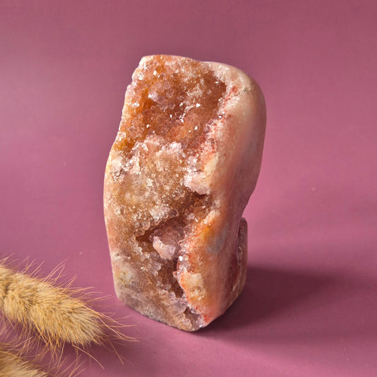 XL Edelsteen Druzy Pink Amethist Geode Freeform van 380 gram Statement Piece