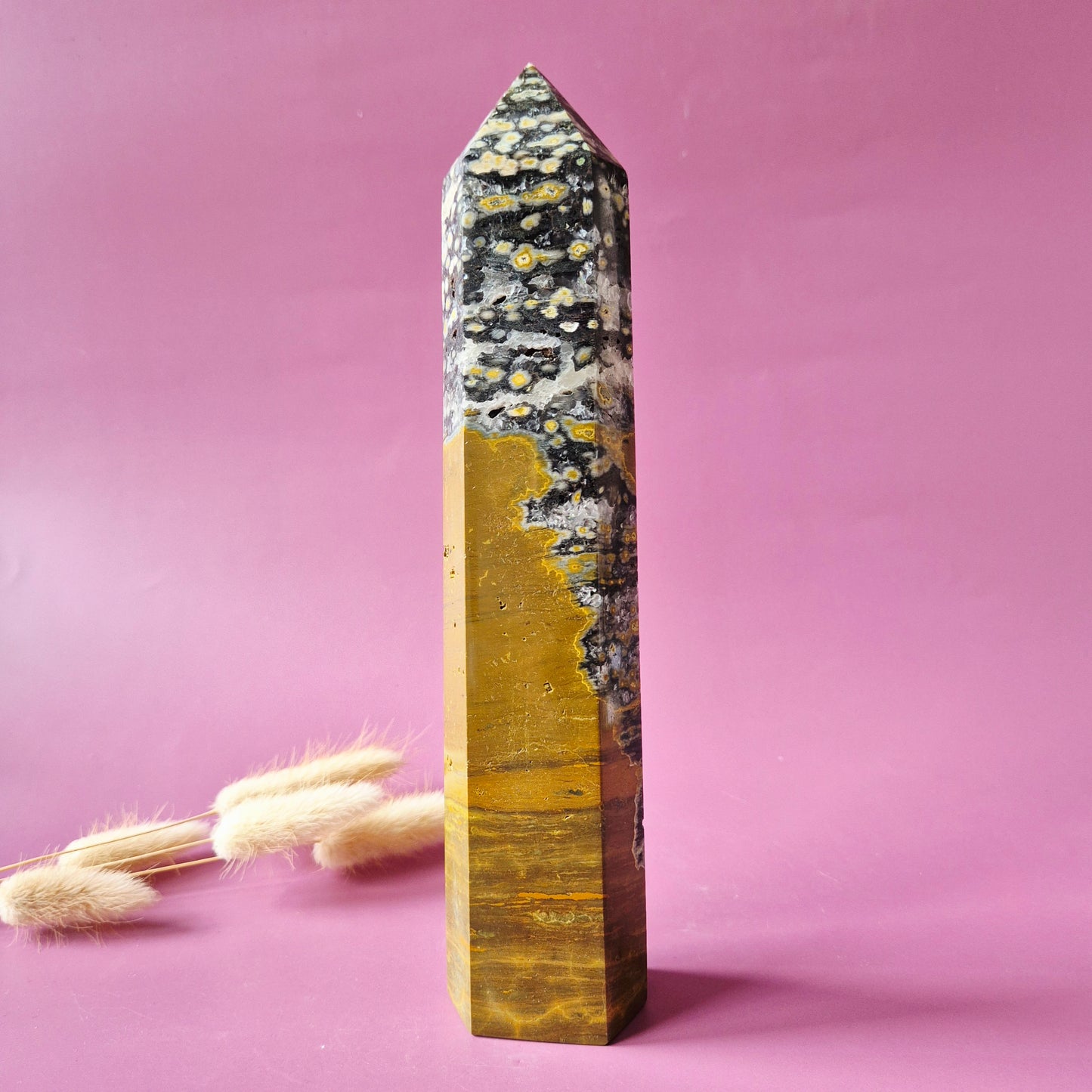 XL Druzy Oceaan Jaspis Edelsteen toren A+ Kwaliteit - Ocean Jasper 658g (22cm)