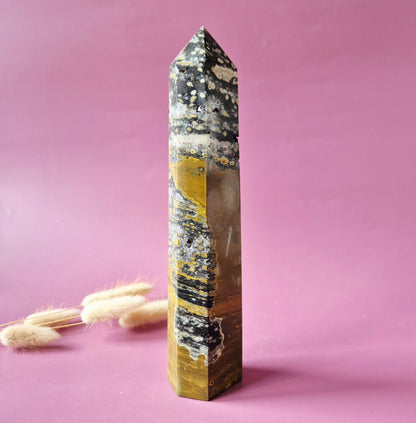 XL Druzy Oceaan Jaspis Edelsteen toren A+ Kwaliteit - Ocean Jasper 658g (22cm)