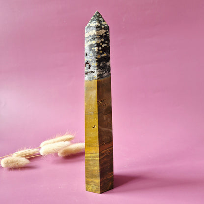 XL Druzy Oceaan Jaspis Edelsteen toren A+ Kwaliteit - Ocean Jasper 658g (22cm)