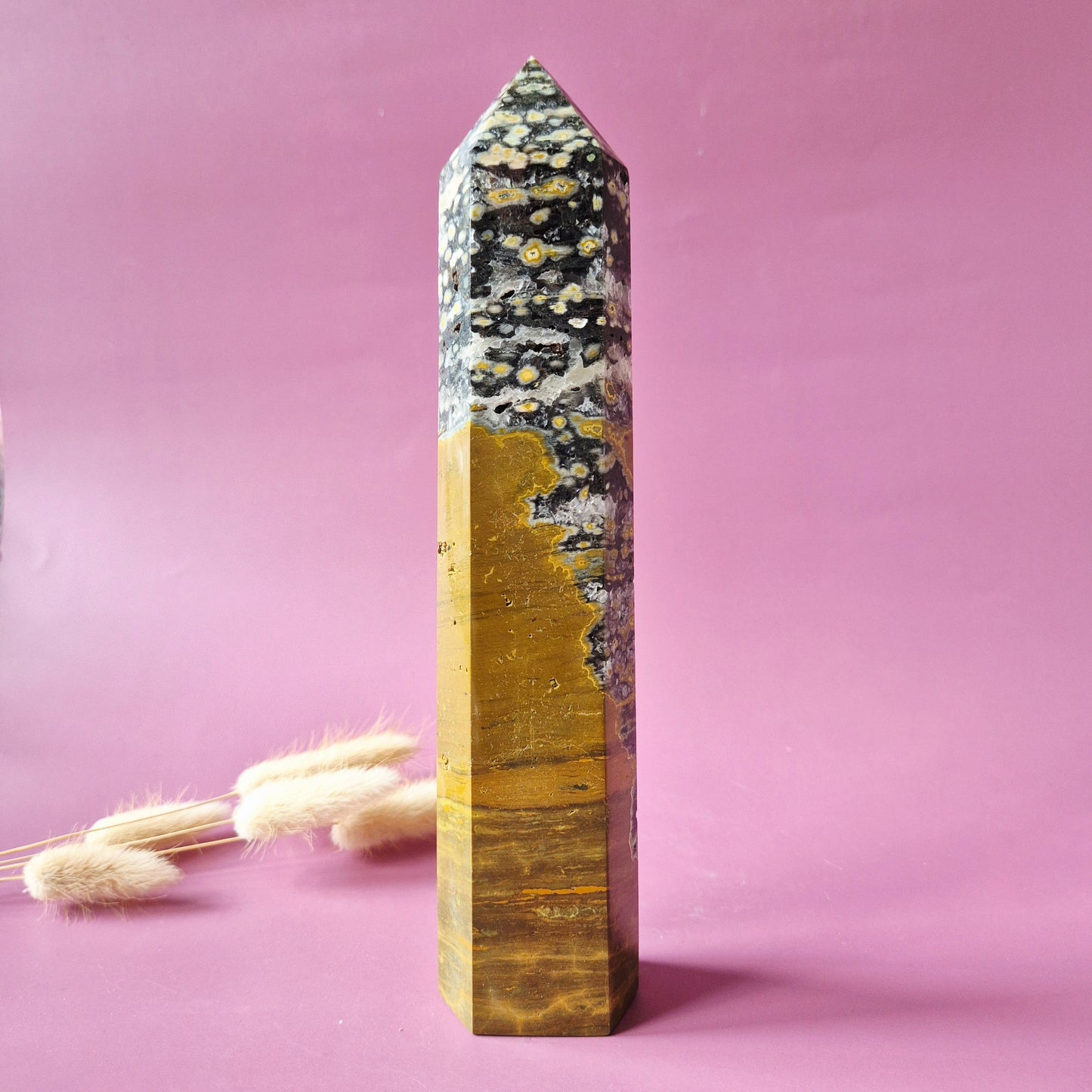 XL Druzy Oceaan Jaspis Edelsteen toren A+ Kwaliteit - Ocean Jasper 658g (22cm)