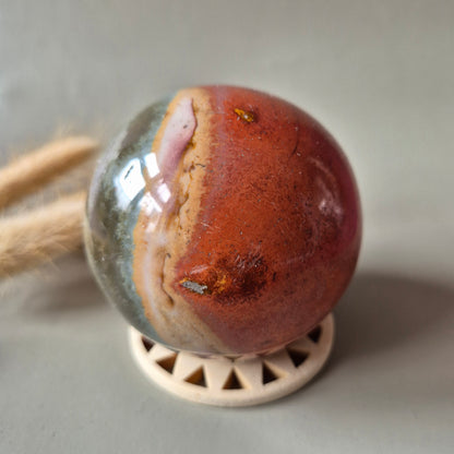 ocean jasper bol polychroom rood oranje edelsteen bol 70mm gepolijst