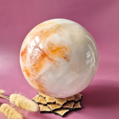 XXL Fire Quartz Crystal Ball – 13-14 cm (3259 grams) Statement piece Hematoid Quartz Sphere
