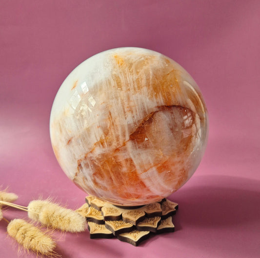 XXL Fire Quartz Crystal Ball – 13-14 cm (3259 grams) Statement piece Hematoid Quartz Sphere