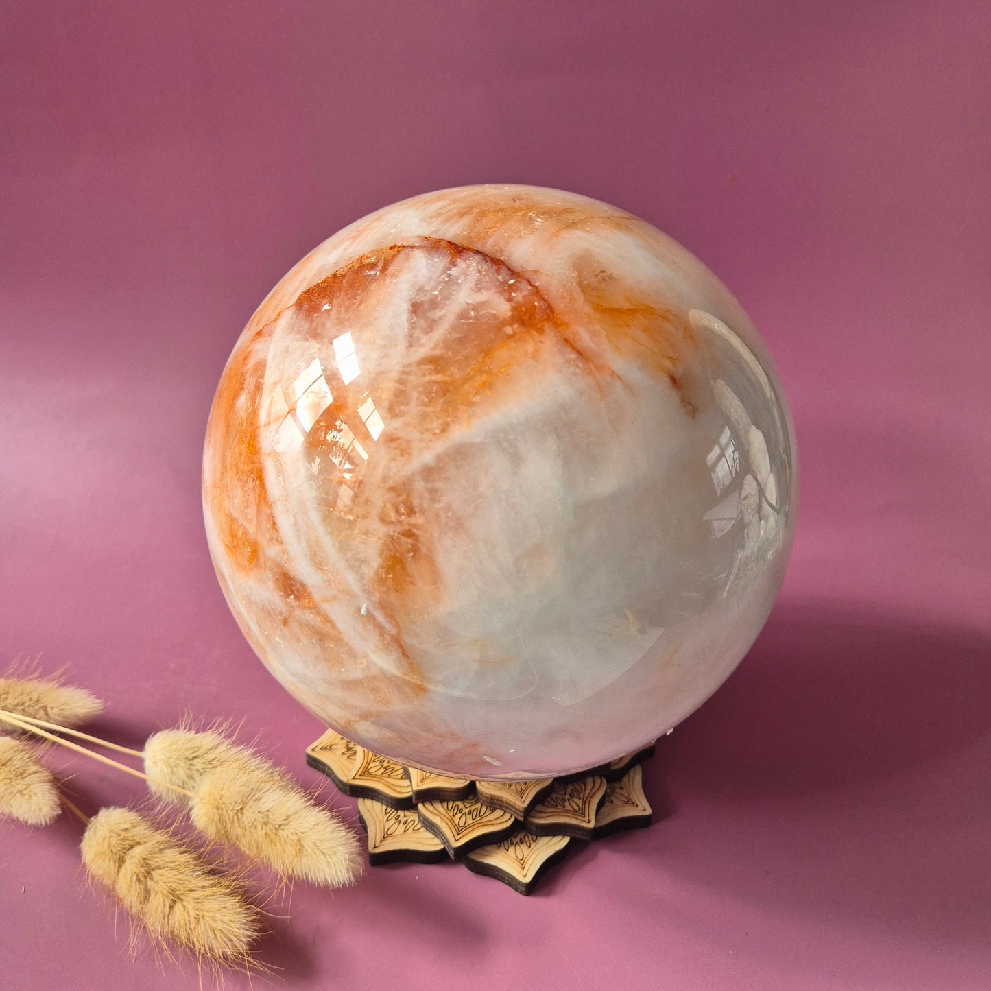 XXL Fire Quartz Crystal Ball – 13-14 cm (3259 grams) Statement piece Hematoid Quartz Sphere