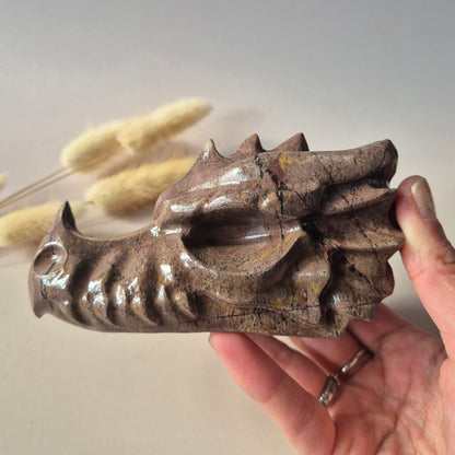 XL UV-reaktiver Achat-Drachenschädel (13 x 7,5 x 6 cm | 632 g) – #3 Mystischer Schutz &amp; Transformation